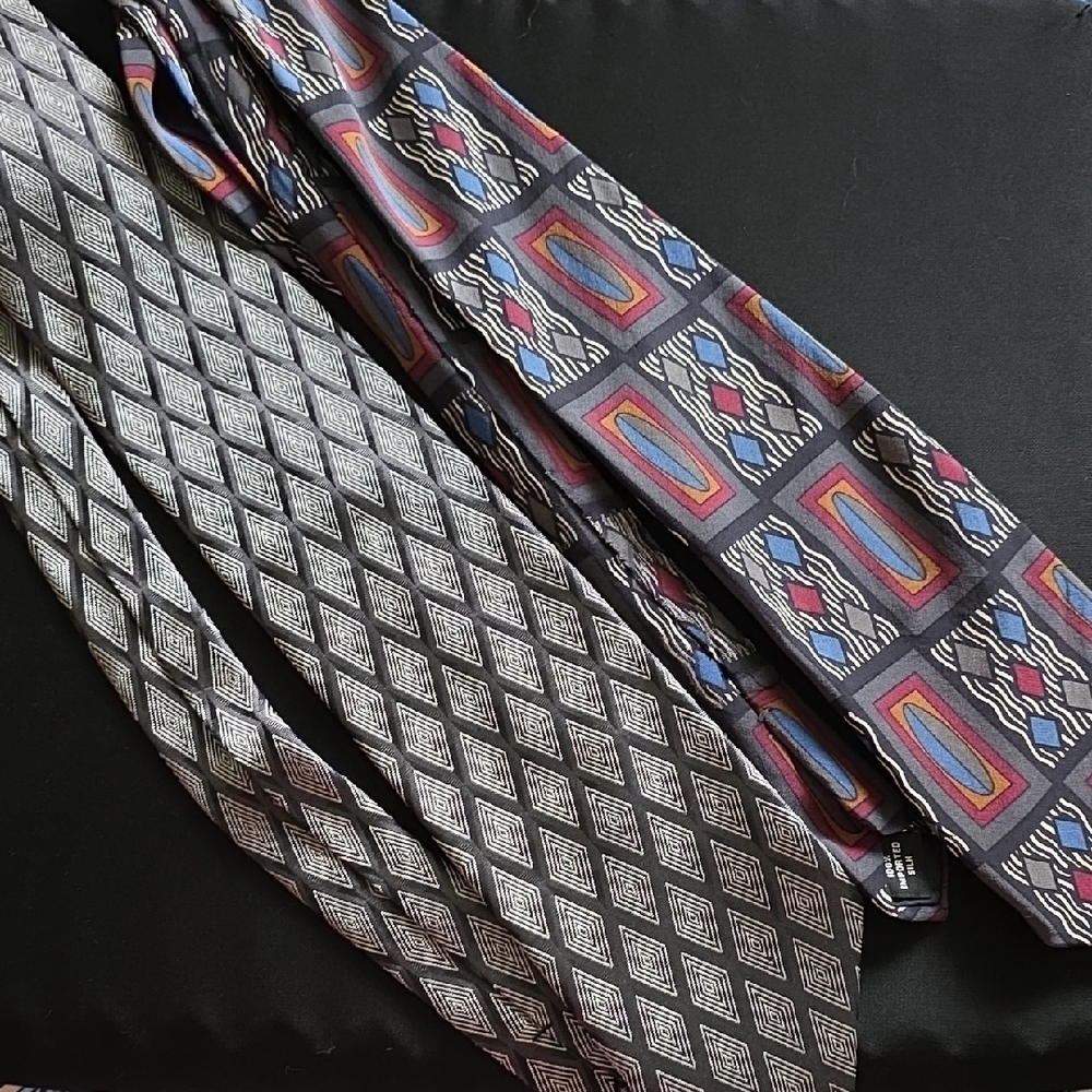 Geometric Patterned Ties - Black and Multicolor